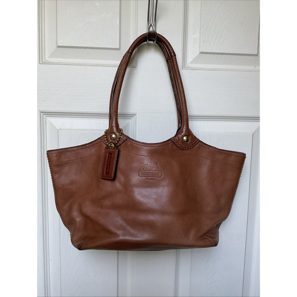 VINTAGE COACH Legacy Signature Bleecker Tote Tan Brown Leather 